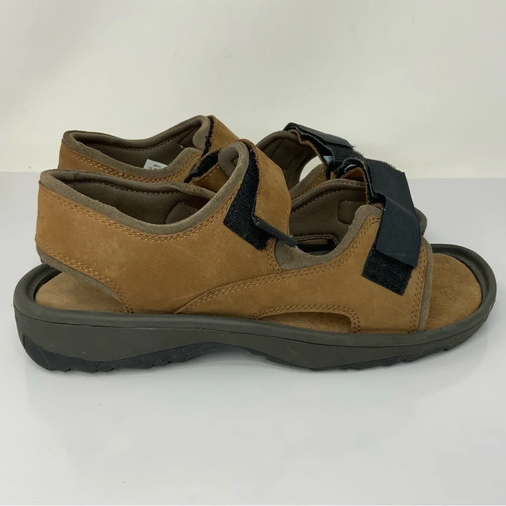 L.L. Bean Sandals Florsheim Brown Leather. Hook and Loop Strap. Men’s 10 Med.